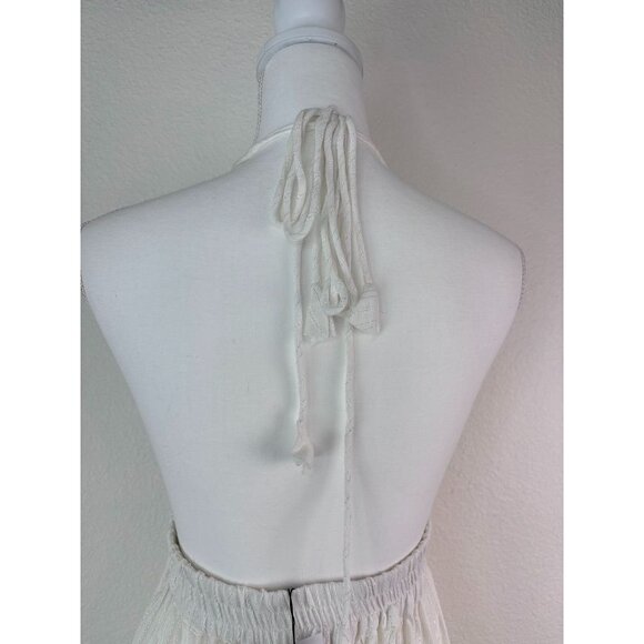 America & Beyond women's small white halter tie plunge neck cover up maxi dress - Picture 8 of 10